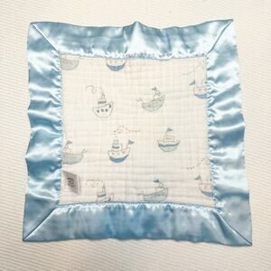 Swaddle Designs Lovey blue Satin boats 13.5" x 13.5" Blanket